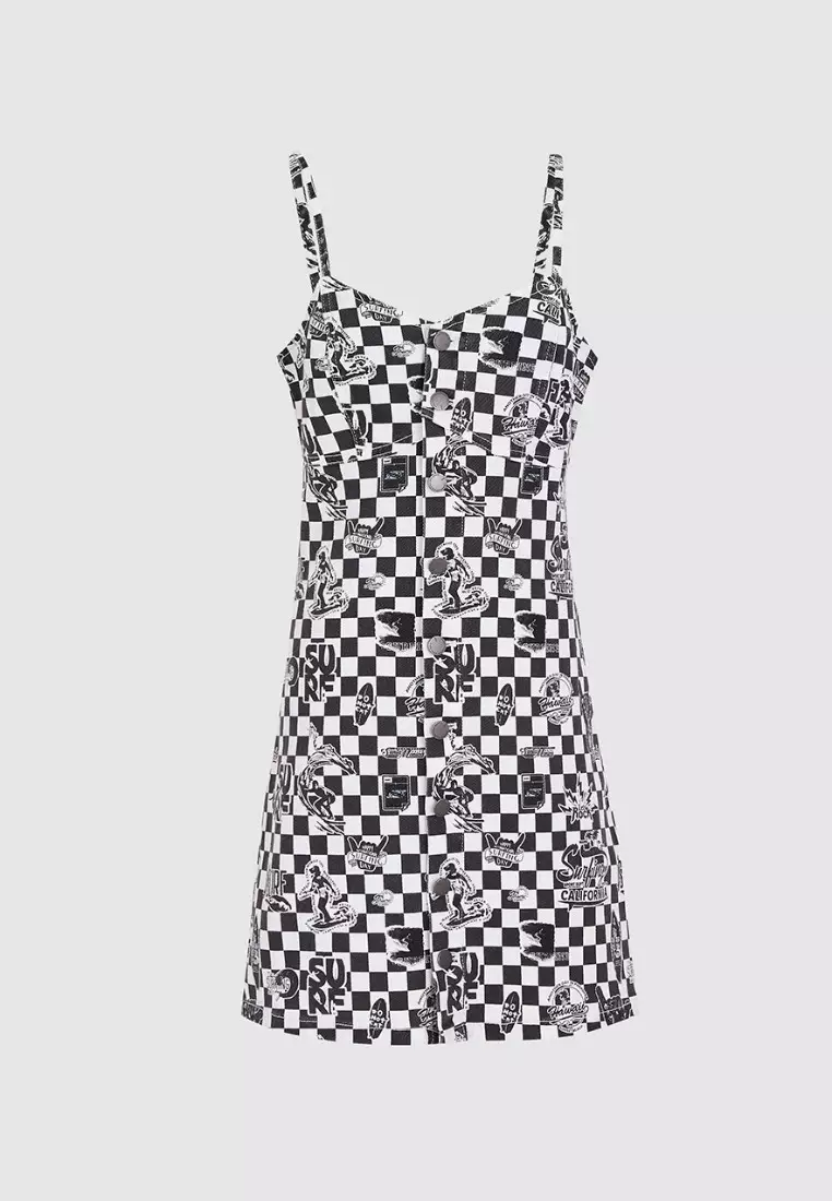 Checkered Denim Cami Dress