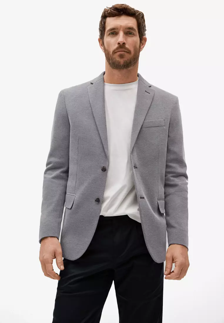 Buy MANGO Man Structured Cotton Blazer 2023 Online | ZALORA