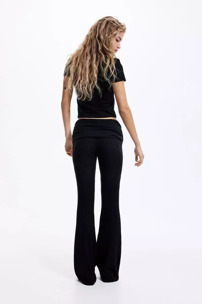 Rib-knit foldover-waist leggings