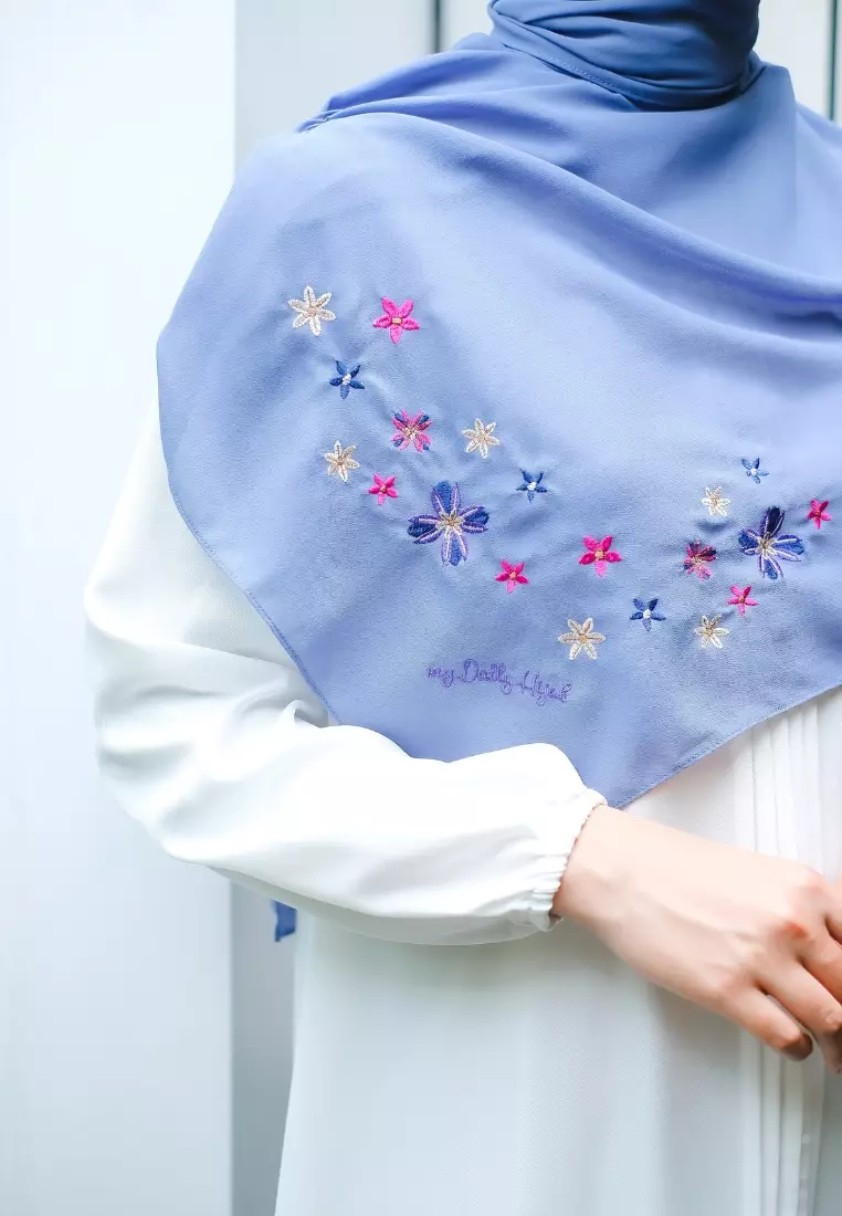 Hijab S4 Azzura Embroidery Soft Denim