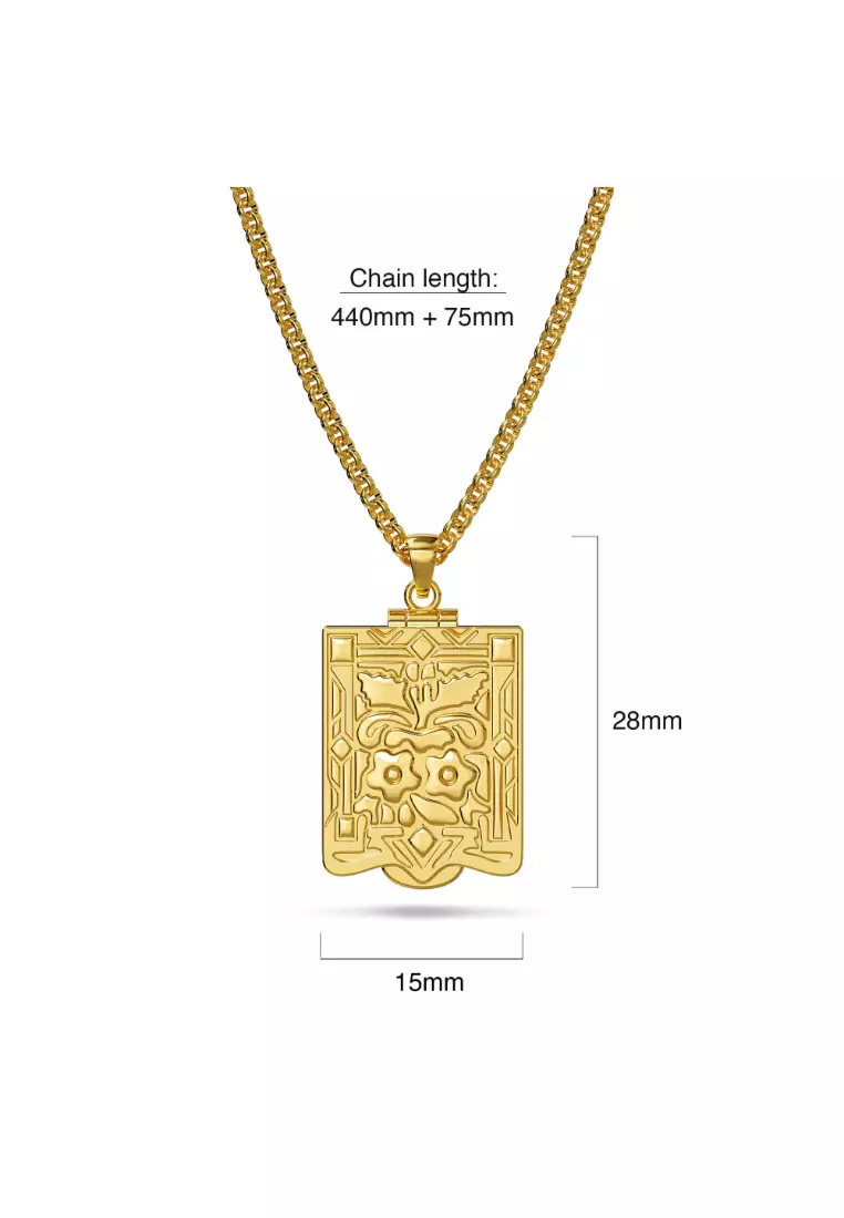 Engraved Shield Locket Necklace