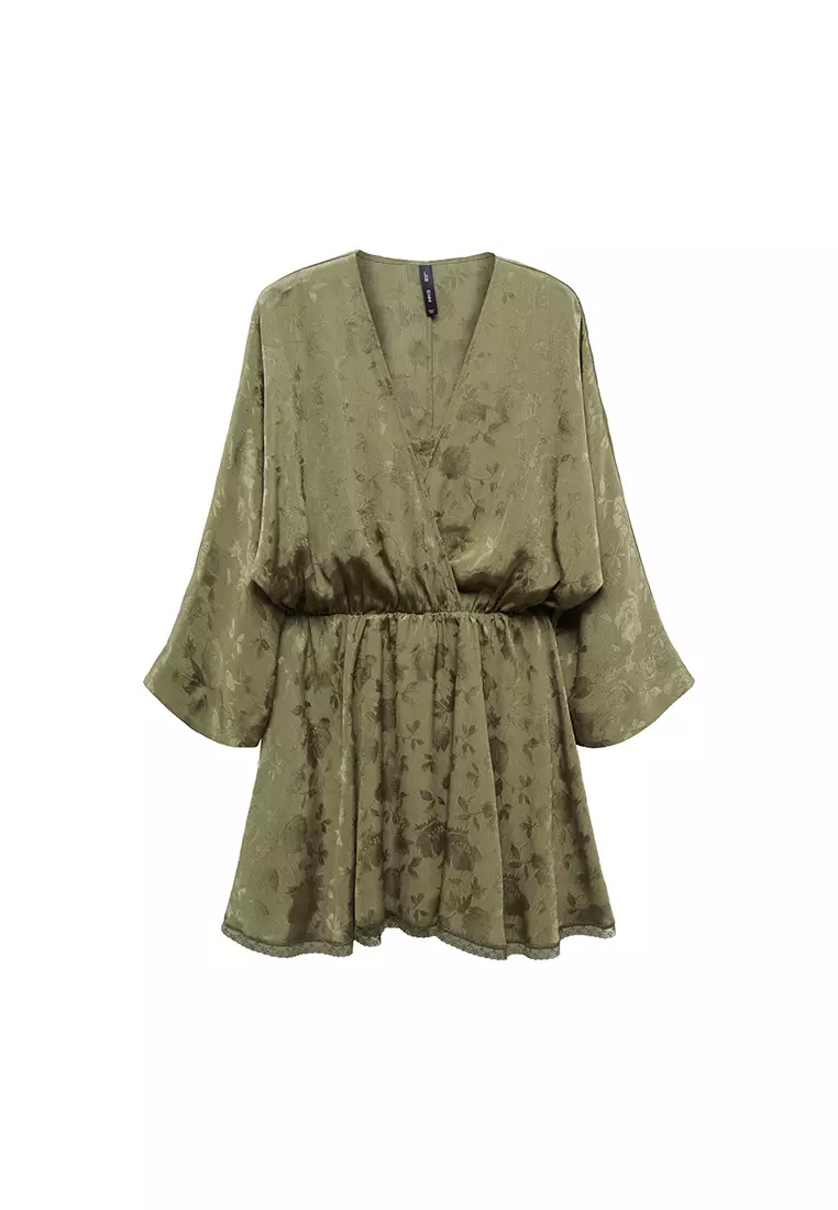 Satin Floral Jacquard Dress