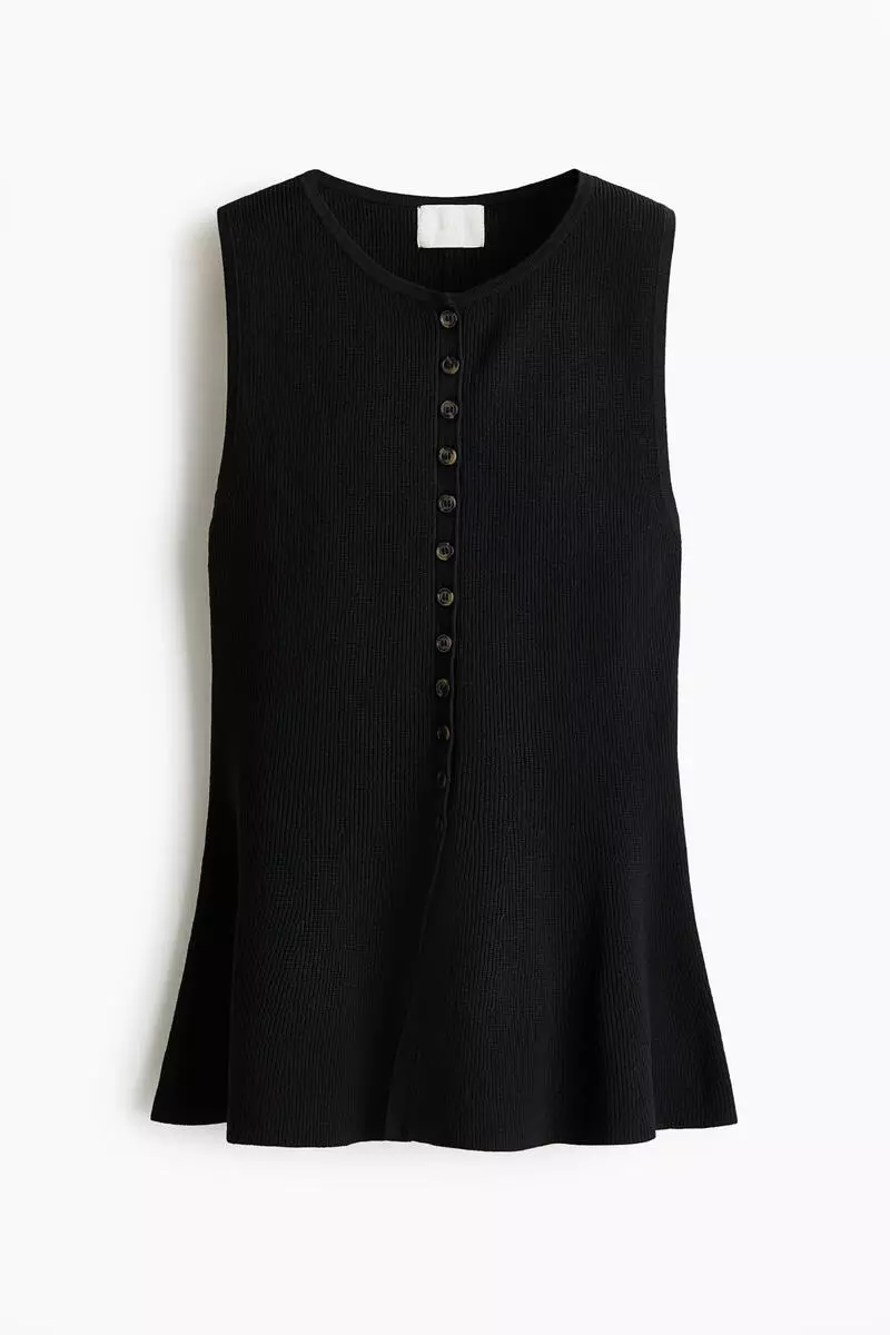Rib-knit peplum waistcoat