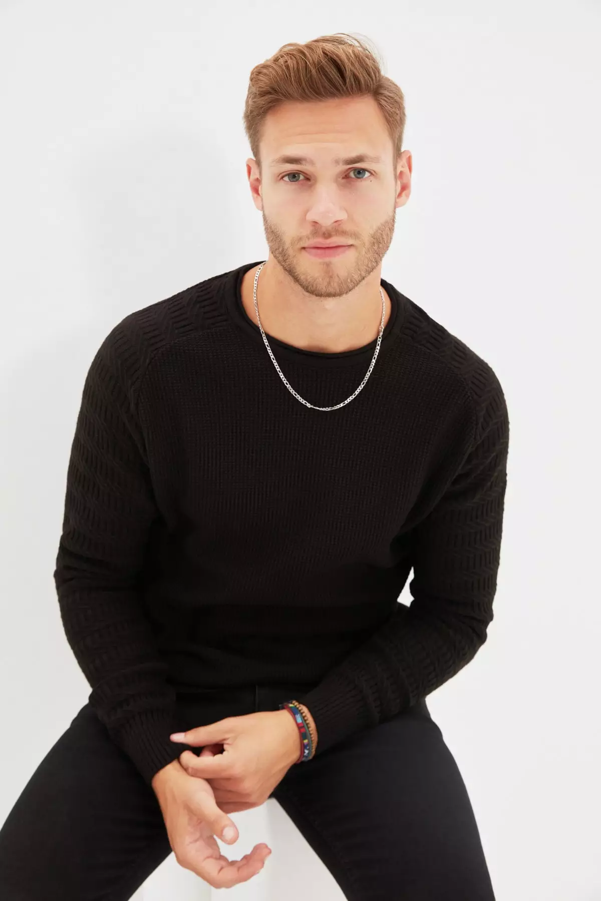 Mens slim fit clearance black jumper