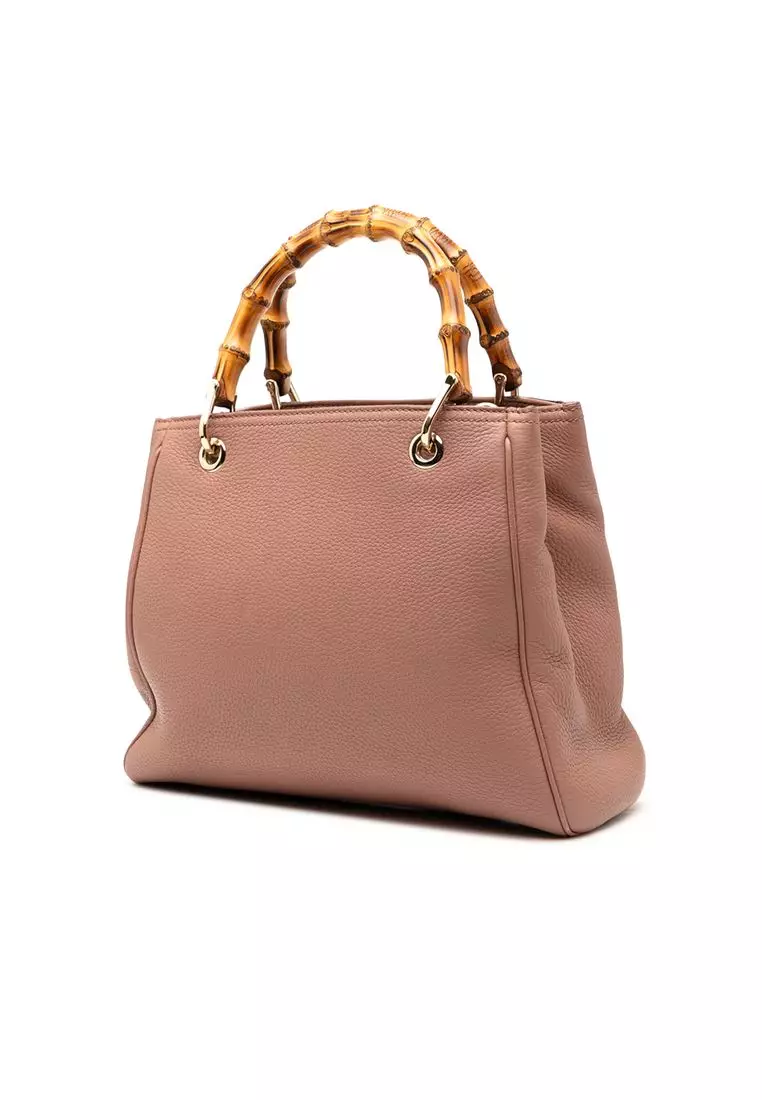 Pre-Loved Gucci Small Calfskin Bamboo Shopper Satchel