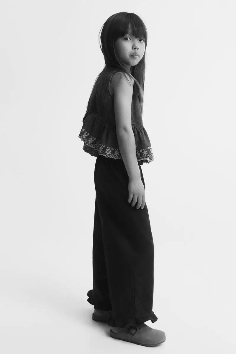 Linen-blend drawstring trousers