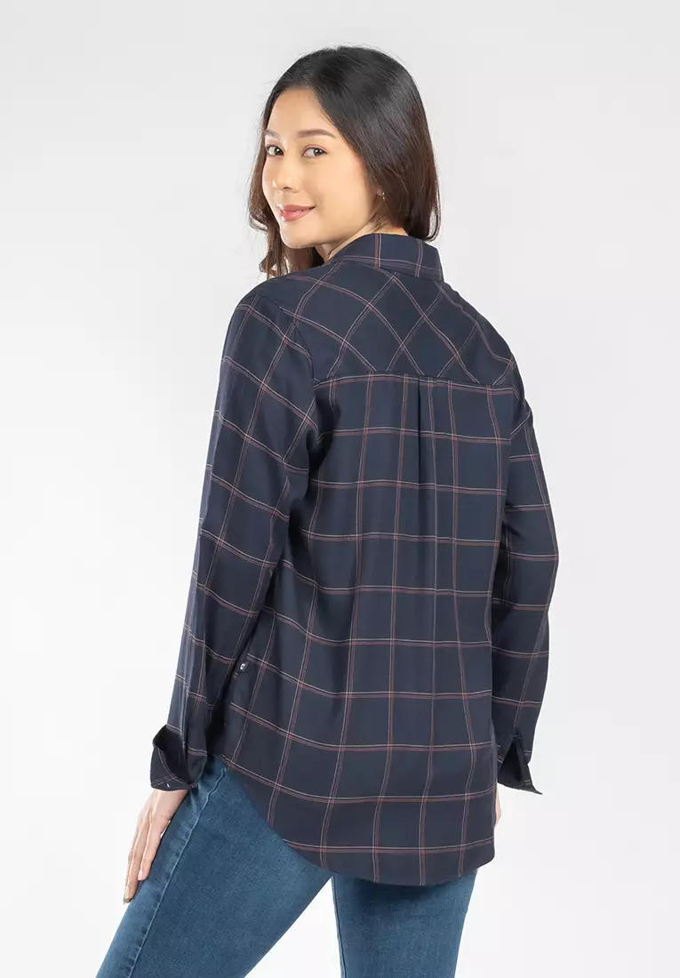 C2 Fleura Navy Kemeja Casual Wanita