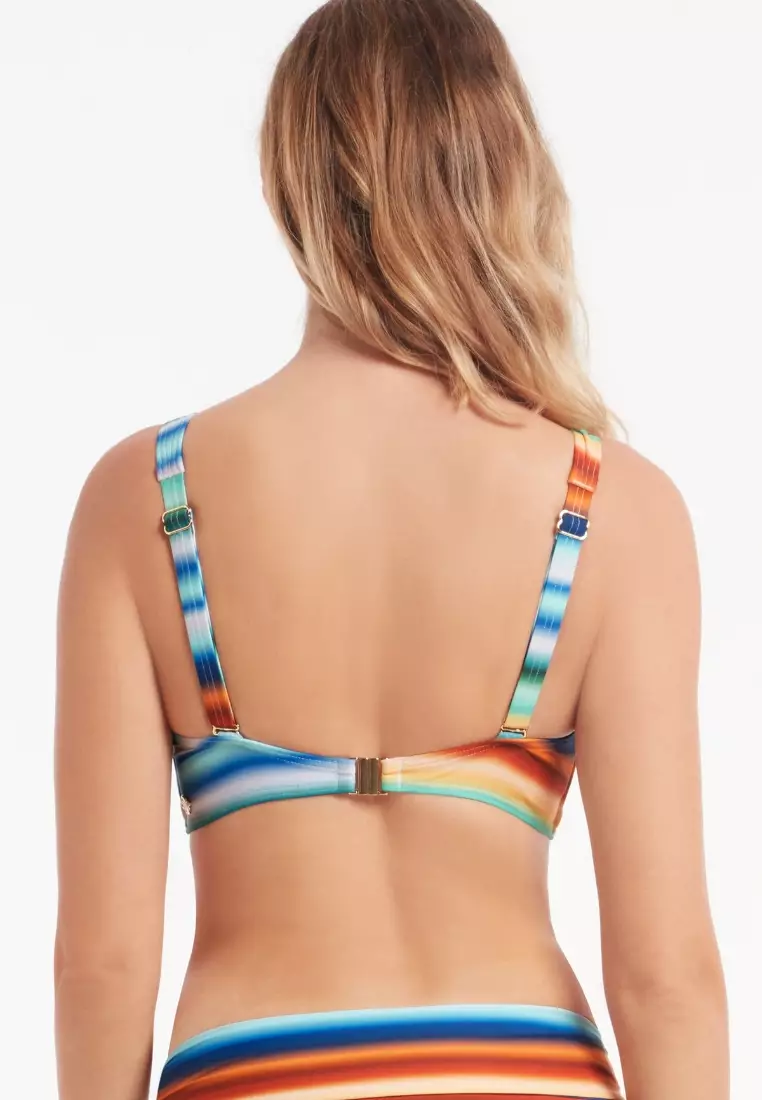 Sunset Paradiso藍色打結有鋼線比基尼上衣