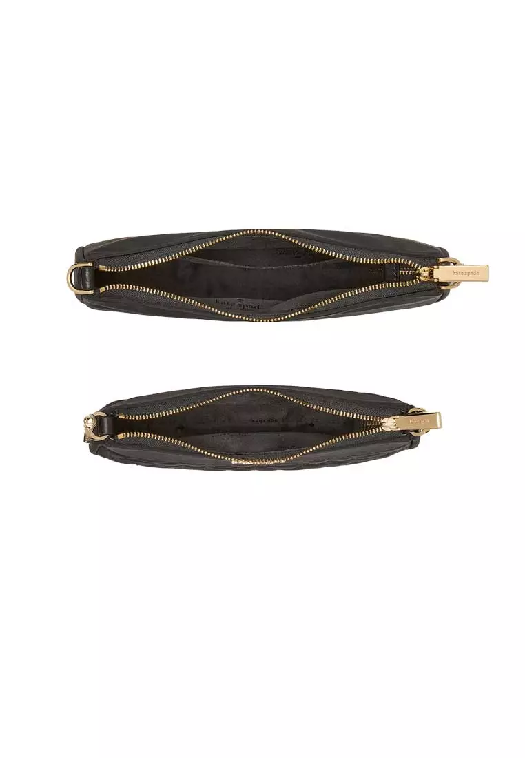 Duet Spade Flower Quilted Nylon Crossbody Bag Black KK901