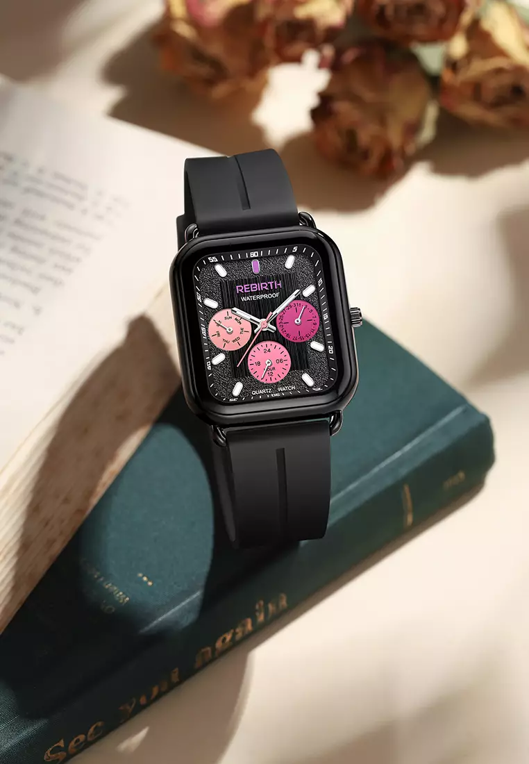 Jam Tangan Wanita Anti Air Korea Elegan Kemewahan Original Tali Silikon Jam Tangan Cewek Original black