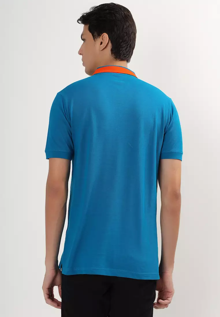 Mens Tipping Blue Orange Cotton Polo Shirt/Tshirt, Interlock, Breathable, Short Sleeve, Embridiory,Sports-Casual,Regular Fit,3 Button