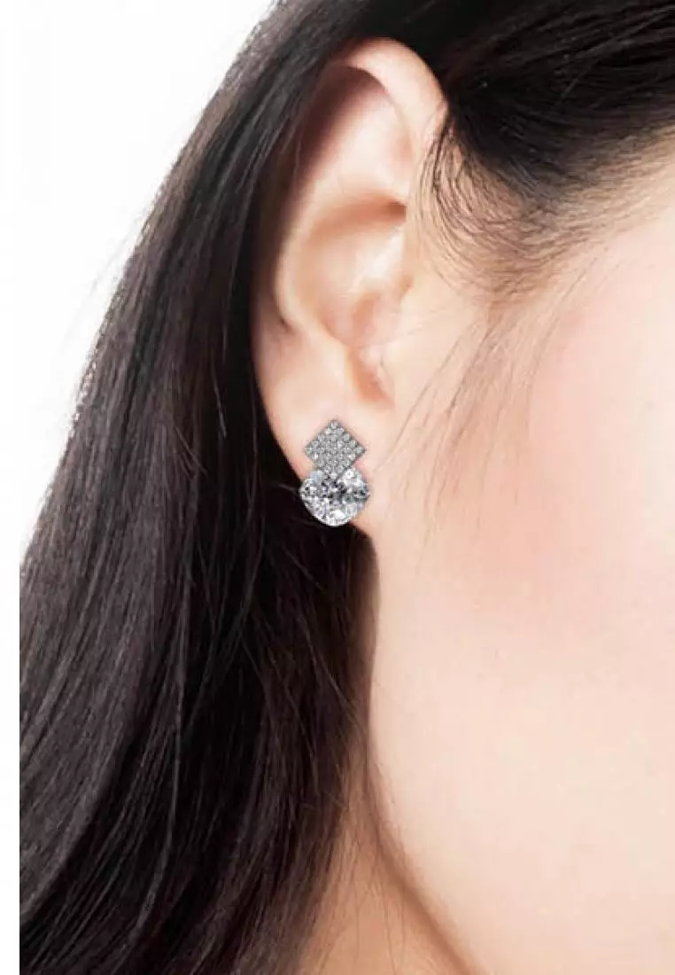 Diamond Lucid Earring WG - Anting Crystal Swarovski by Her Jewellery