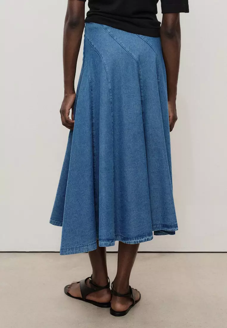 Denim Midi-Skirt With Stitching