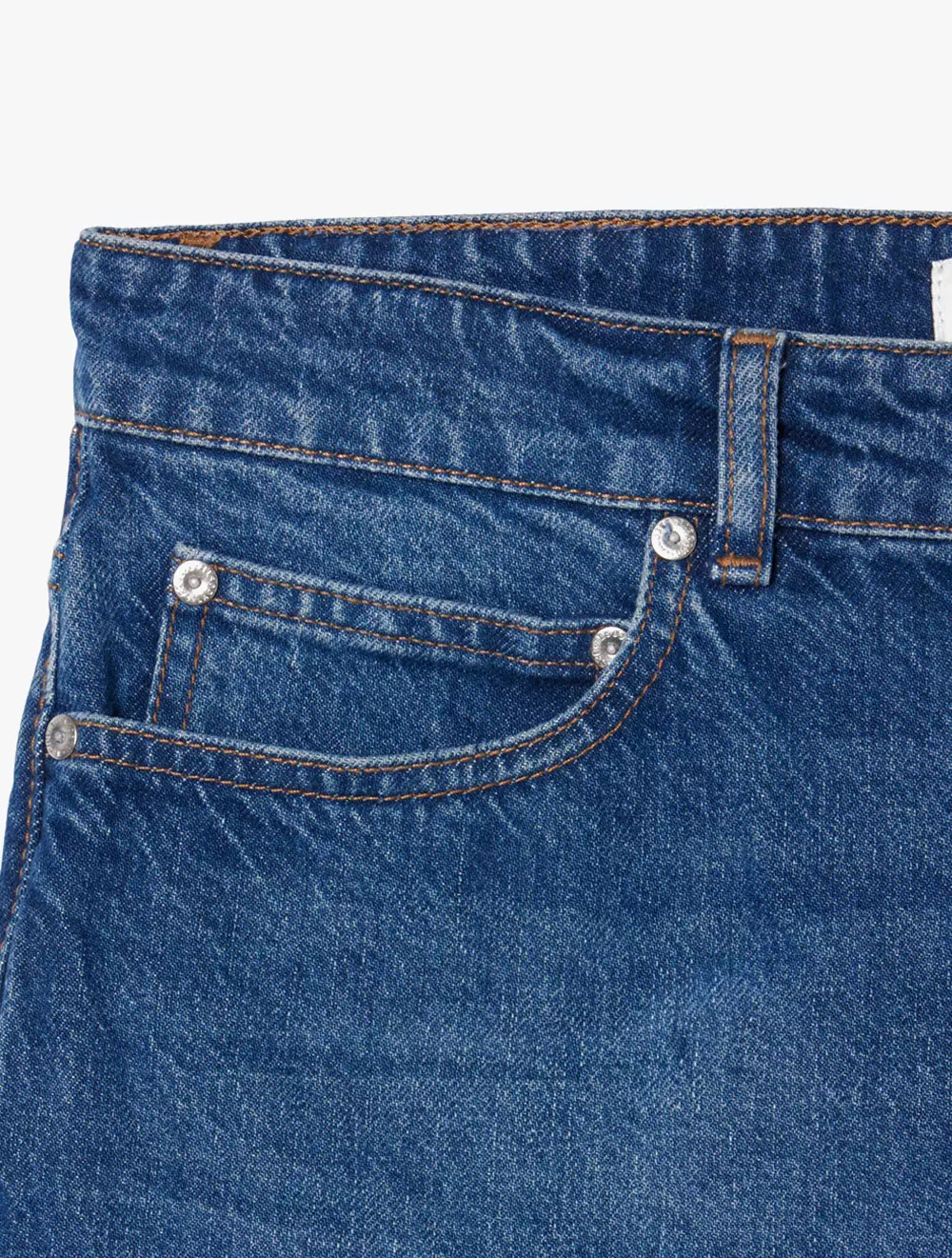 Straight Fit Denim Bermuda Shorts - Blue