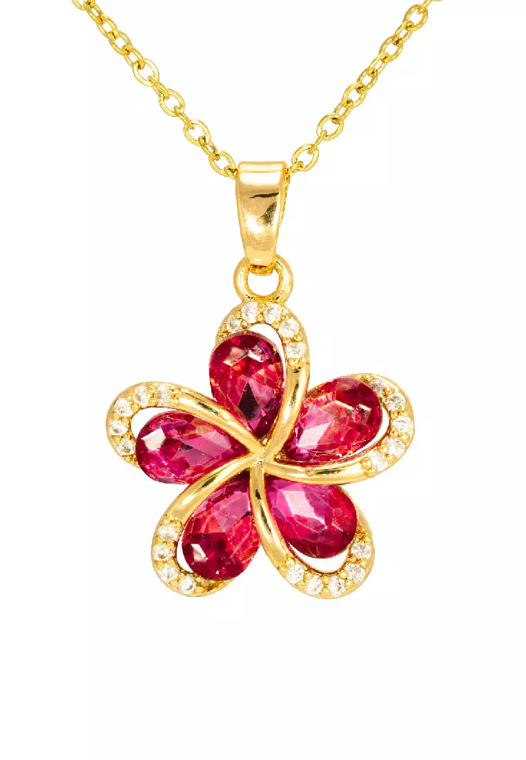 Red sale flower necklace