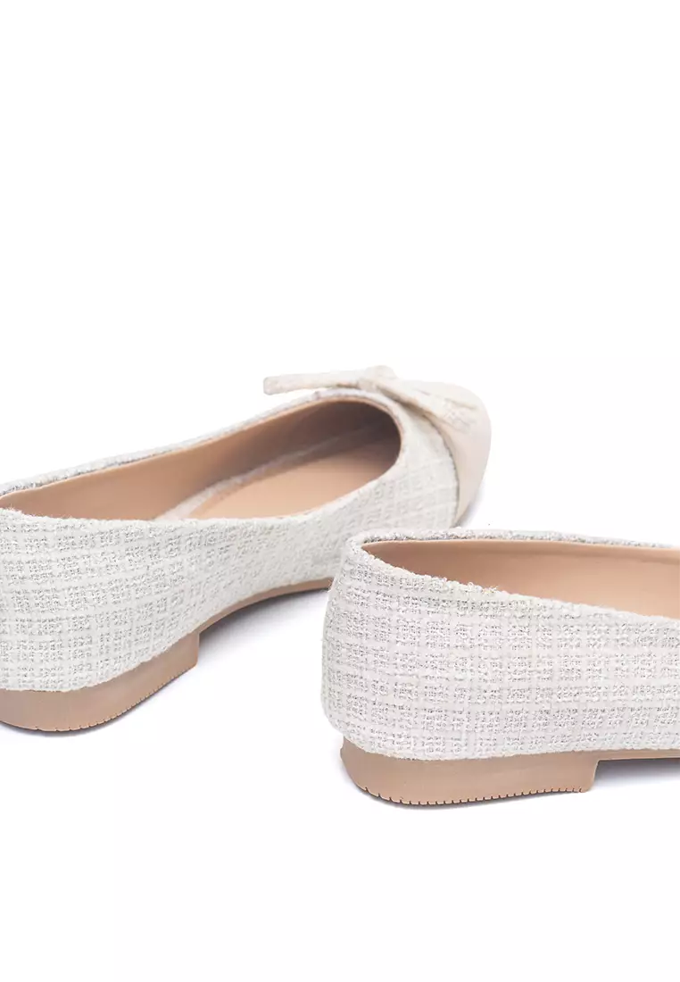 Audrey Ballerina Flat Shoes in Beige