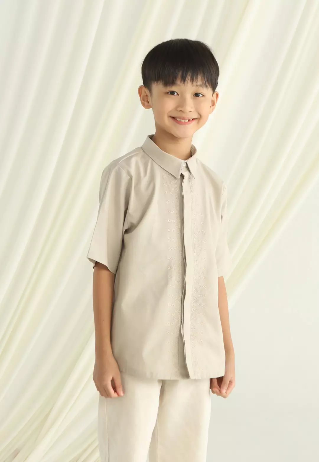 HijabChic Naka Koko Boy Beige - Baju Koko Lebaran Anak Laki-Laki