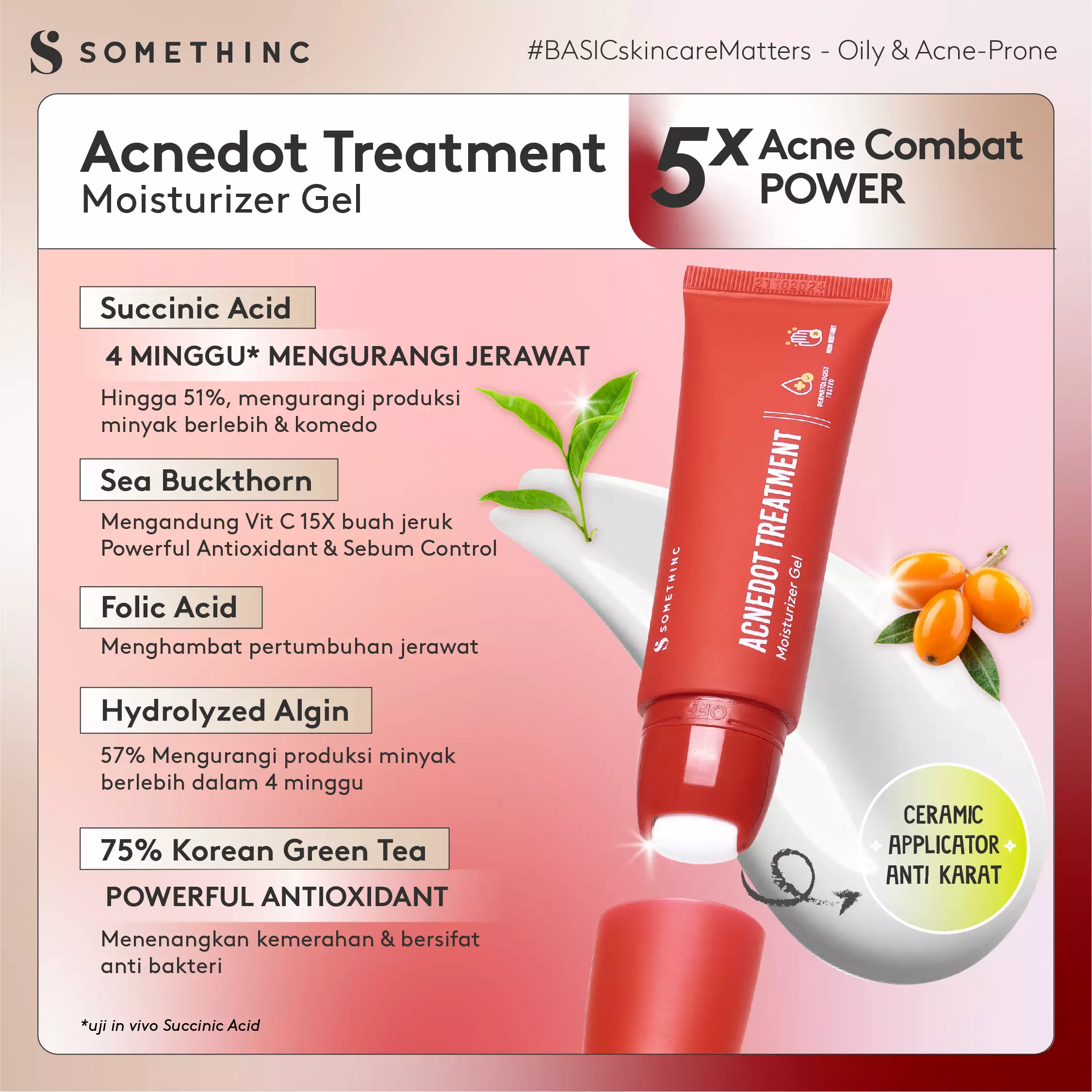 SOMETHINC ACNEDOT Treatment Moisturizer Gel - Krim Pagi dan Malam Kulit Jerawat