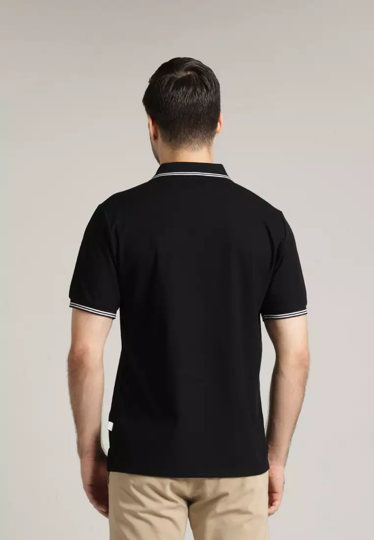 MOC - Kaos Polo Pria Lengan Pendek Derby - Black
