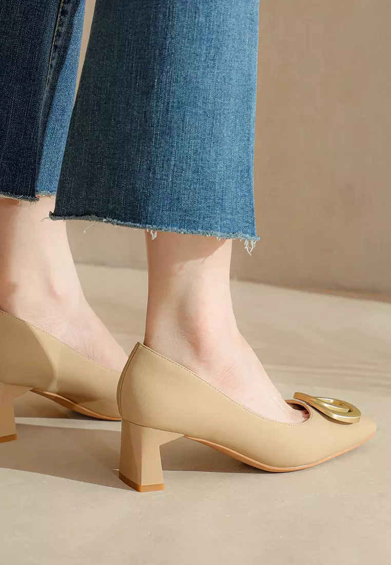 5CM Metal Buckle Microfiber Leather Pumps BY2355-18