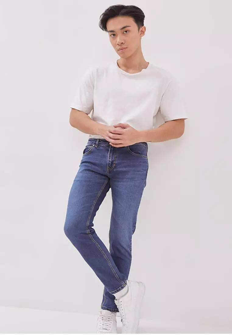 DUST Celana Slim Jeans Shankara Medium Light Blue Comfease (DM. 3718)