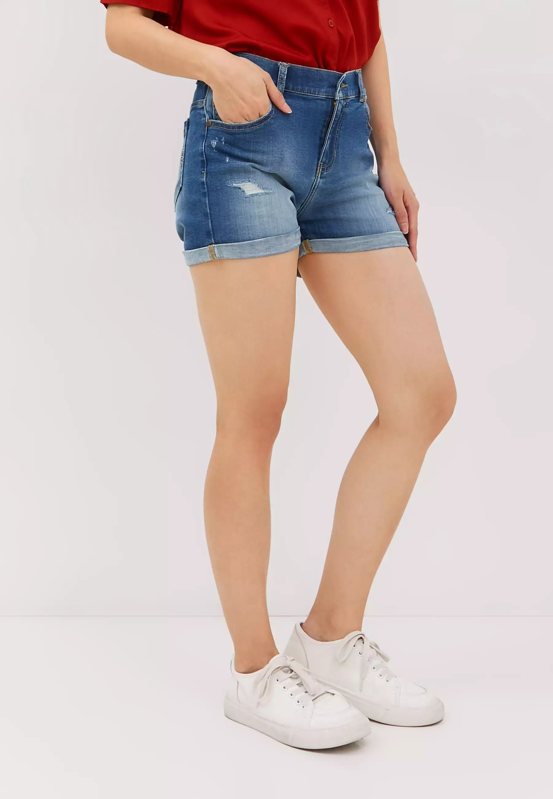 Short Jeans Folded Destroy Medium Blue (G.3511)