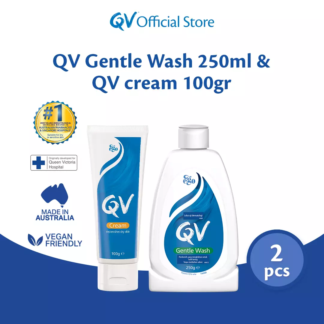 Jual QV [Bundle] QV Gentle Wash 250ml & QV cream 100gr Teruji