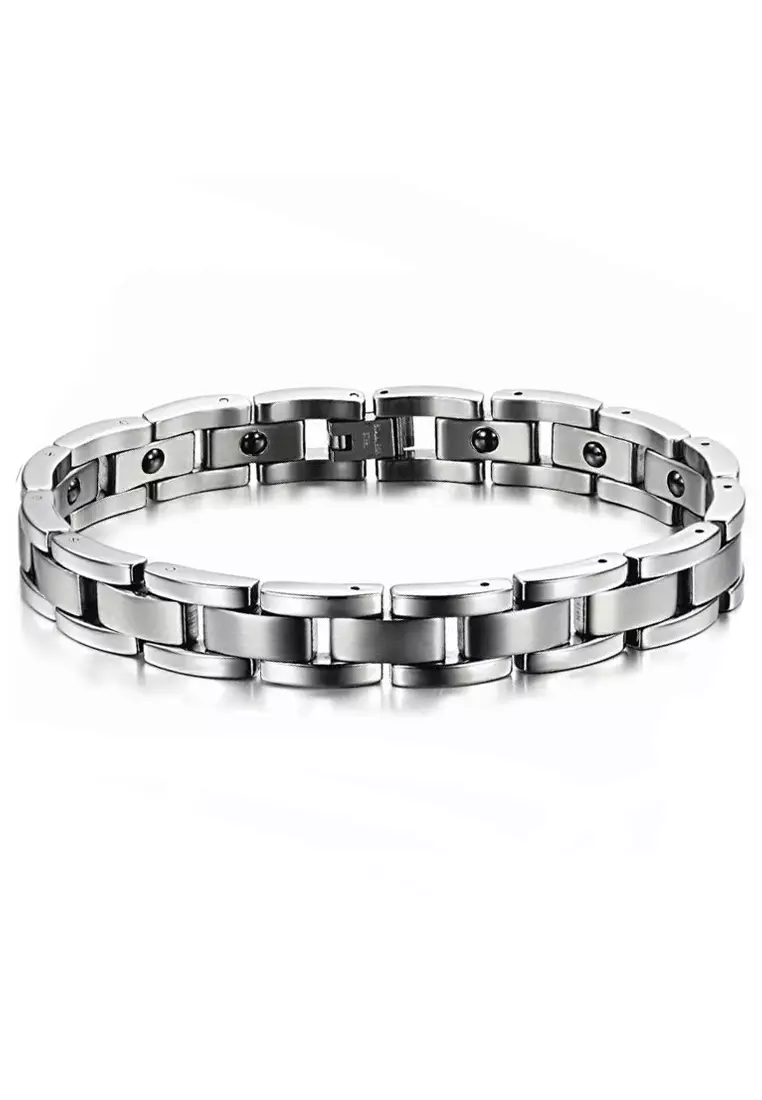 YOUNIQ Magnetic Titanium Steel Bracelet Health Chain for Men Silver with adjustment Toolad