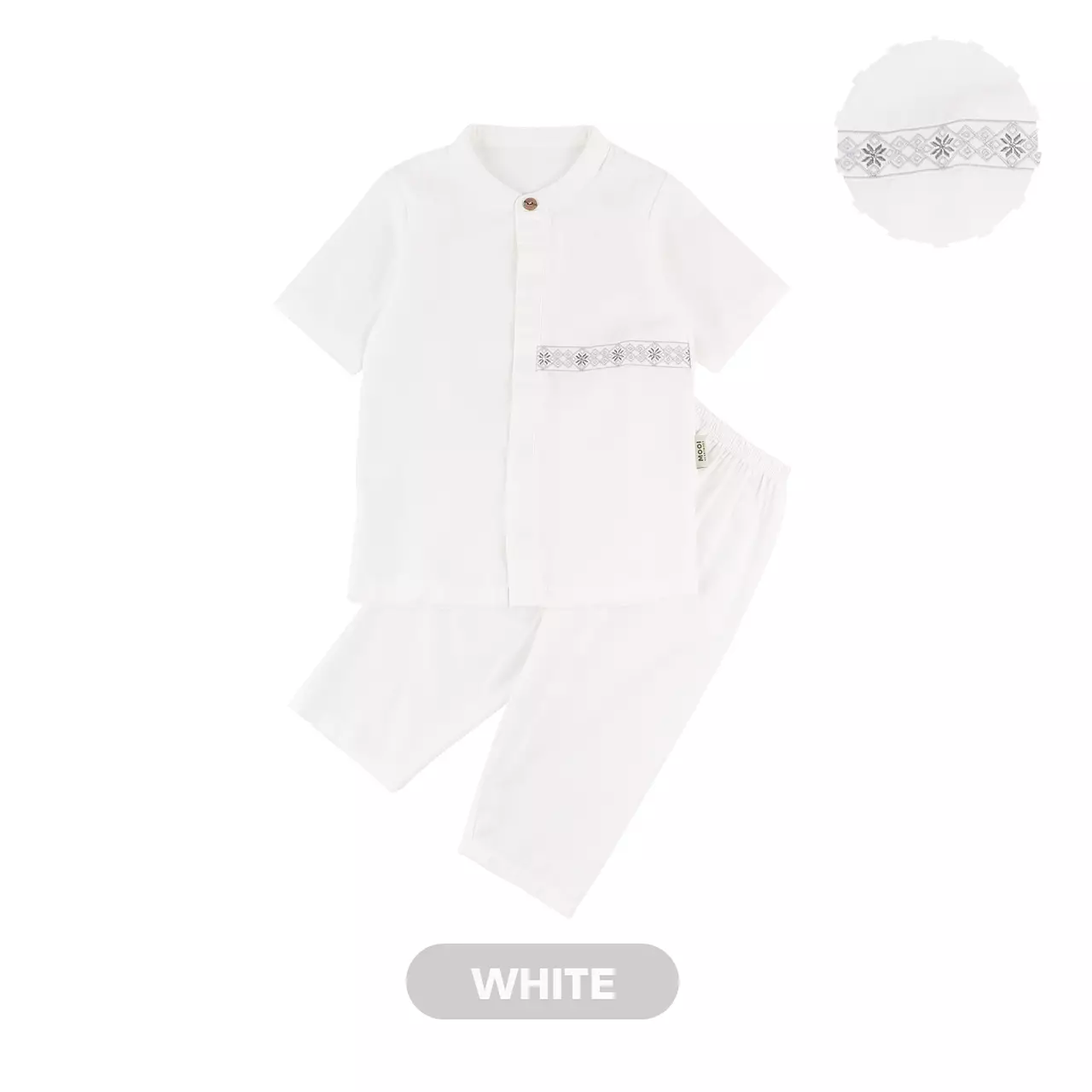Mooi Taha Koko Set Setelan Koko Anak Raya Collection - White