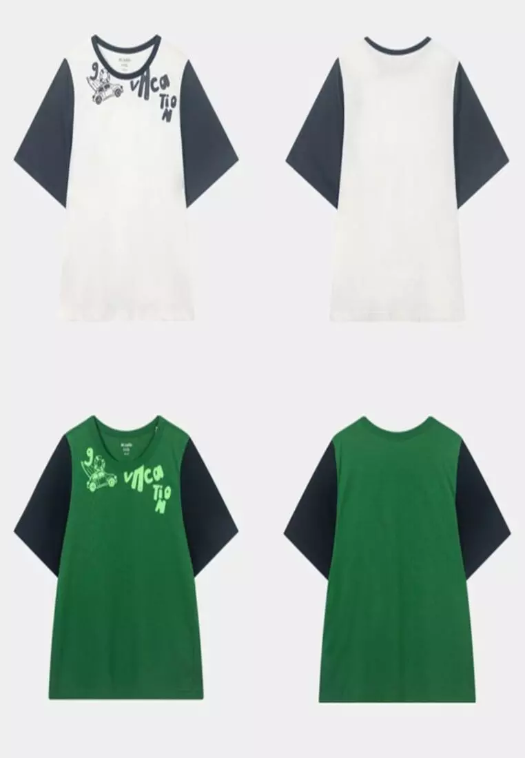 Color Collar Graphic Print Short Sleeve T-Shirt