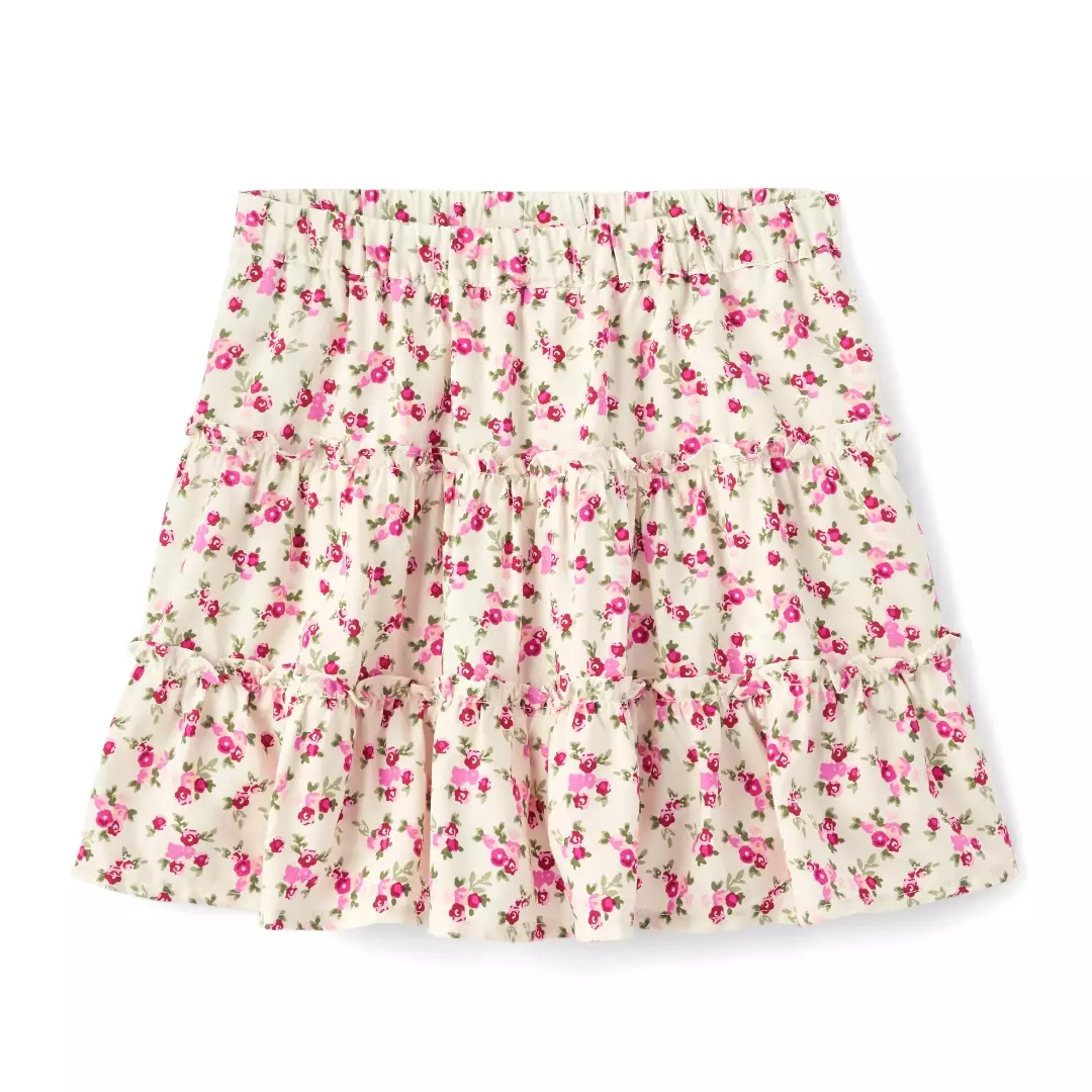 Girls Floral Tiered Skirt - Rok Anak Perempuan (Putih)
