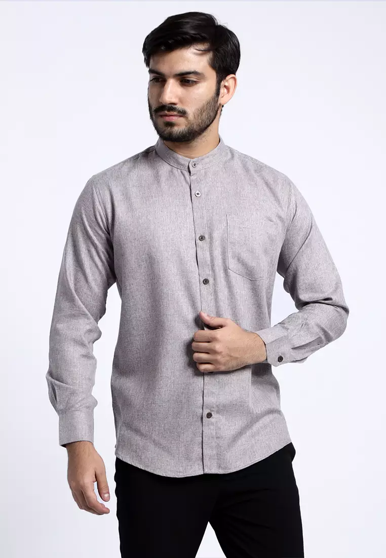 Kemeja Pria Kerah Shanghai Long Sleeve 7732 Brown