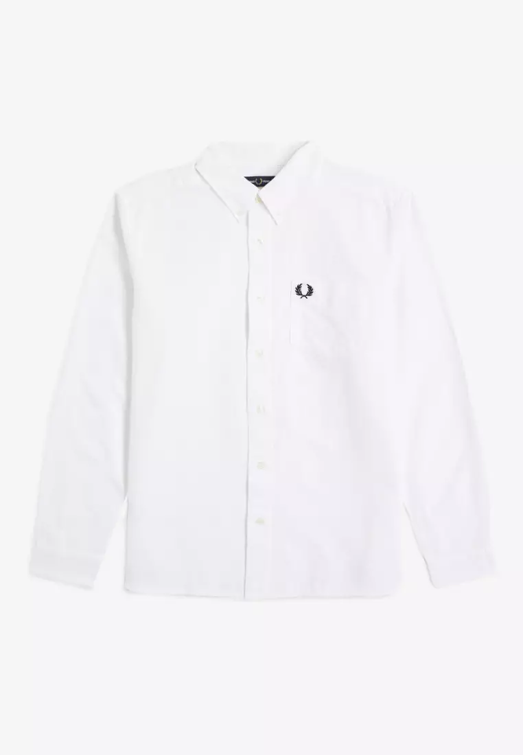 Fred Perry M5516 Oxford Long Sleeve Shirt (White)