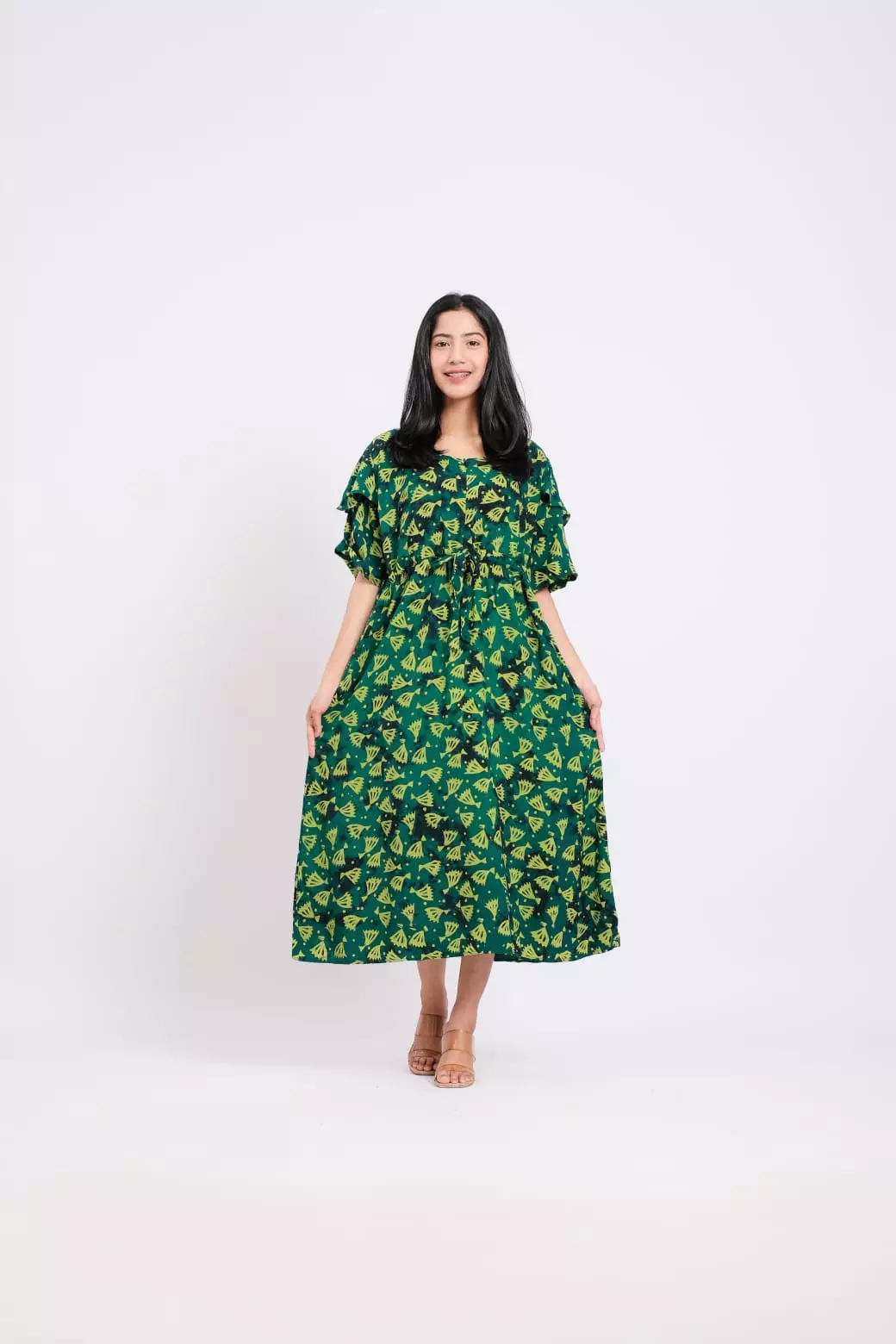 Dress daster sleep wear Wanita Magnifera foetida Green