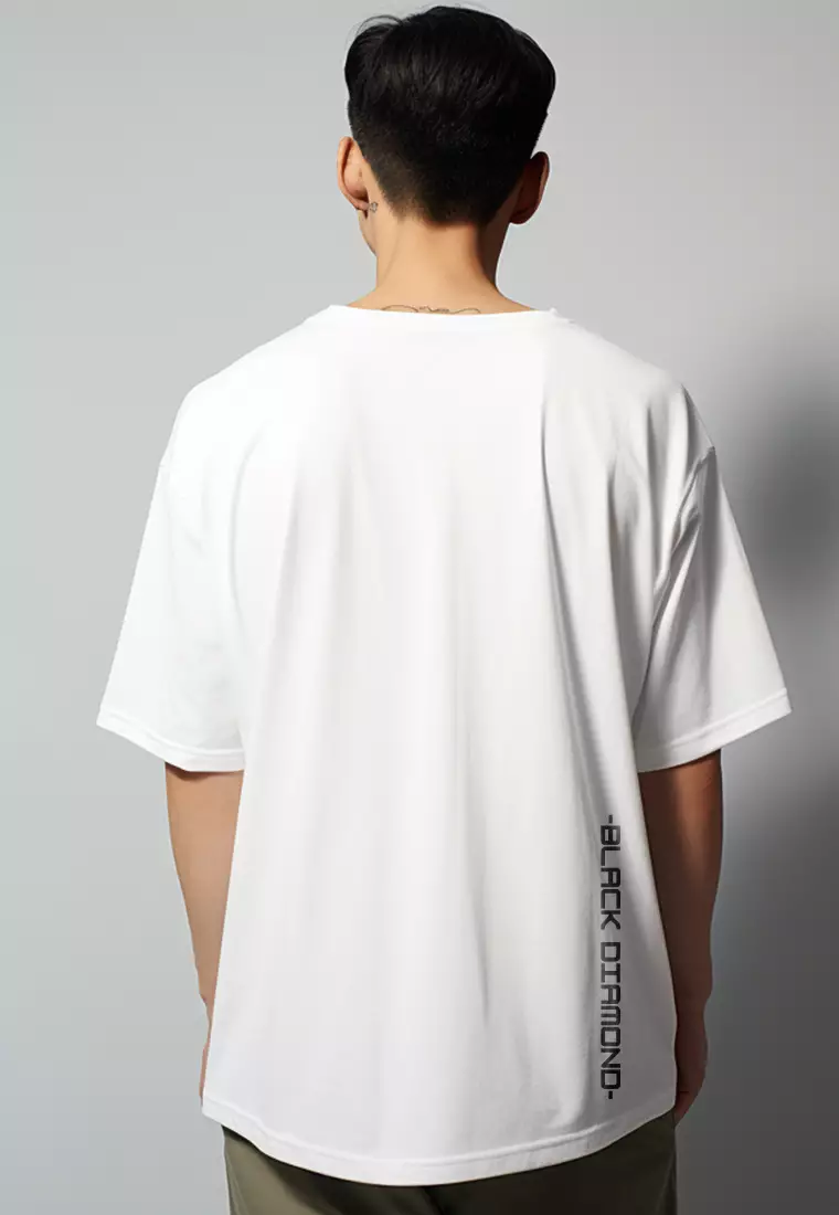 MTS52 Kaos Oversize Bahan Tebal Scuba "Black Diamond" Putih