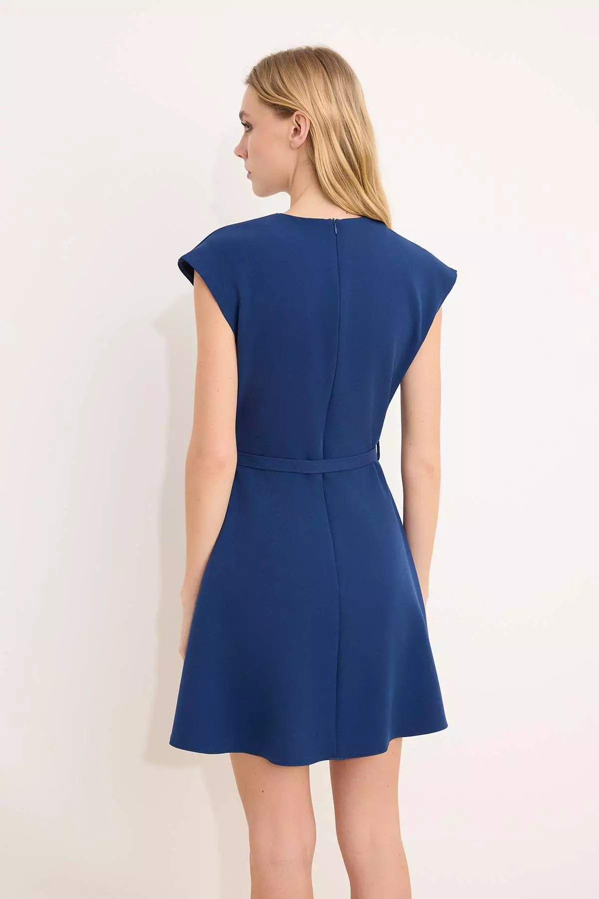 Petrol Belt Li Skirt Flared From The Waist Mini Stretchy Woven Dress Twoss26El294