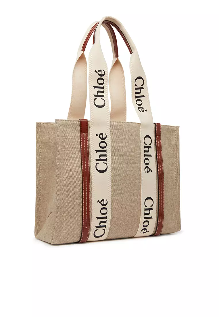 Woody Medium Tote Bag White Brown CHC22AS383I2690U