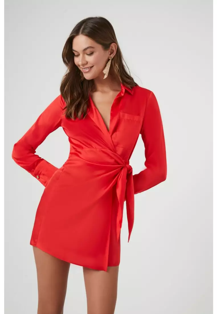 Forever 21 hotsell red satin dress