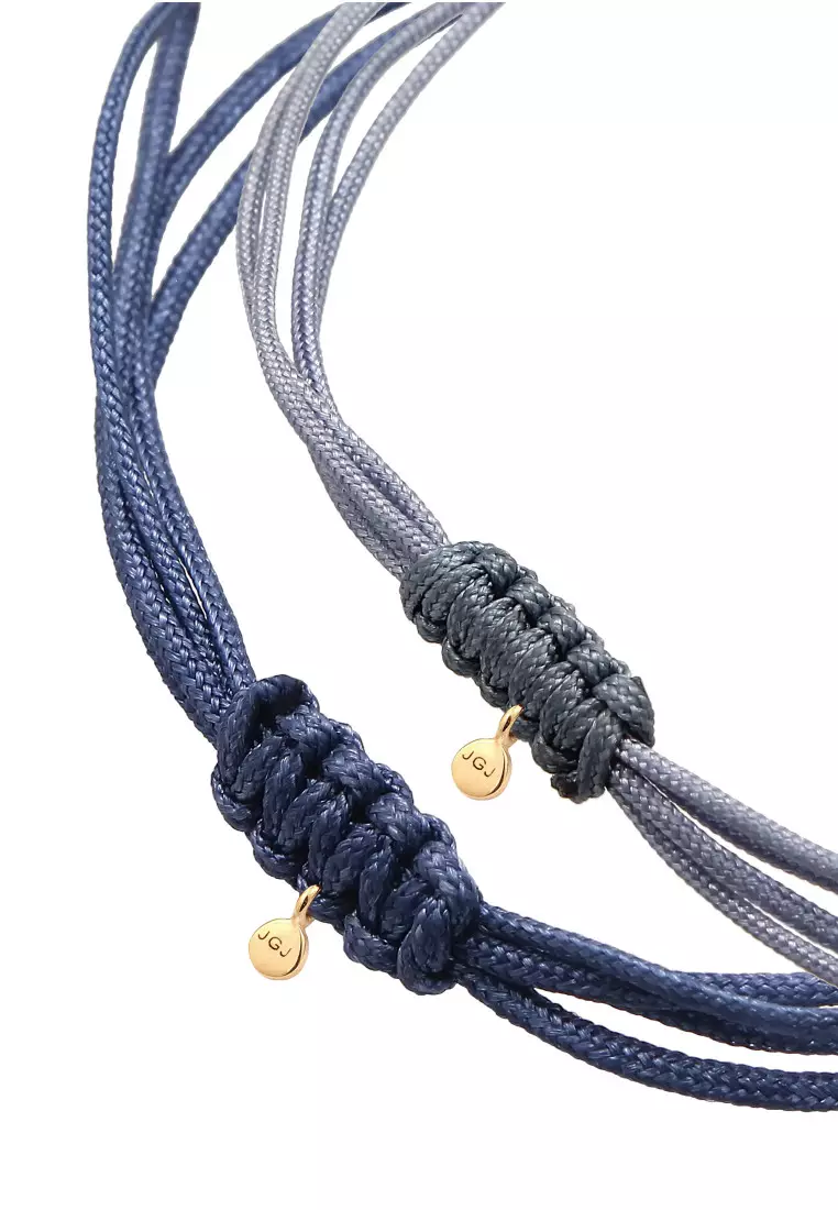 Gelang Perhiasan Perak 925 Wanita Circle Nylon Steel Blue and Marine Blue Gold Plated