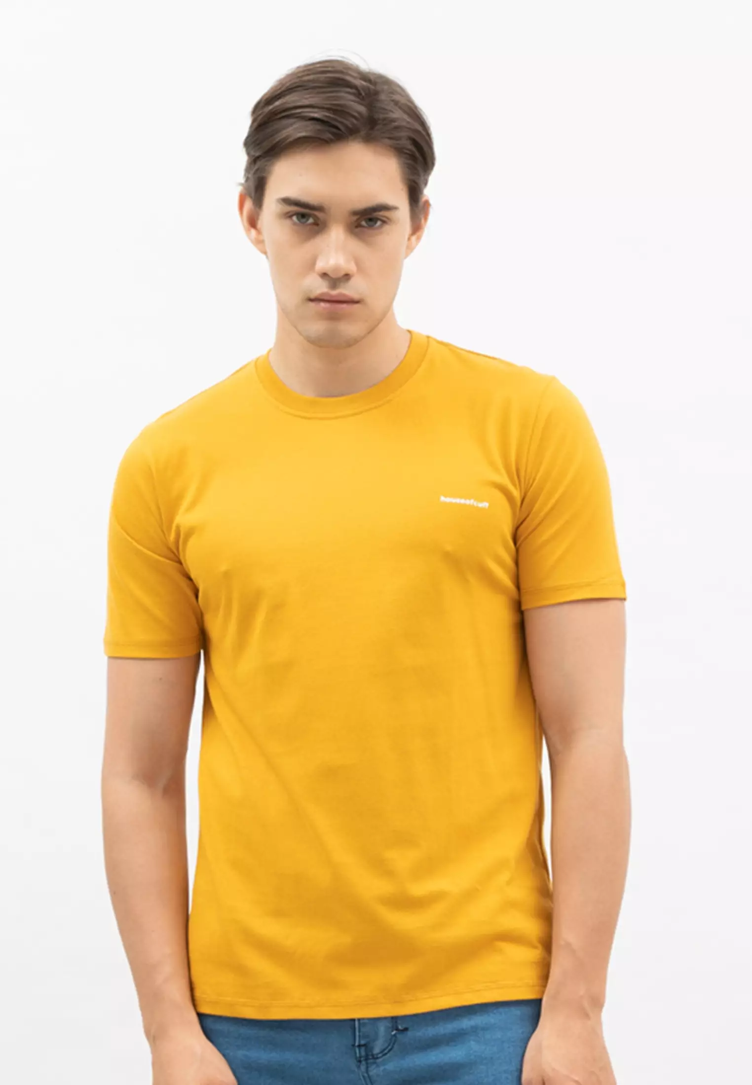 Kaos Polos Pria Premium Katun Combed Lengan Pendek Mustard