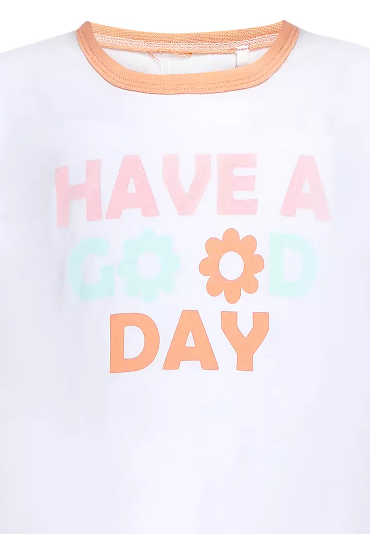 Qna Girl Badla T-shirt Pendek Anak Putih