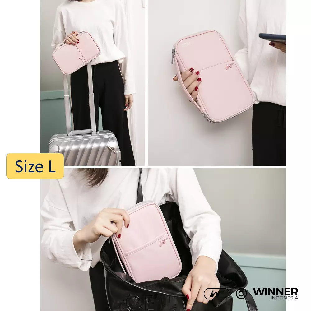 Passport Card Holder RFID Protection Anti-Theft Anti-Air Travel Case Wallet (T14-PP01) - Hitam L