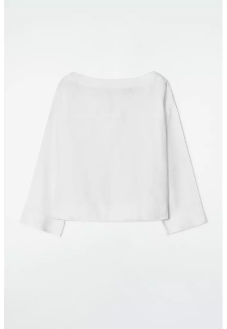 TIE-DETAIL LINEN BLOUSE