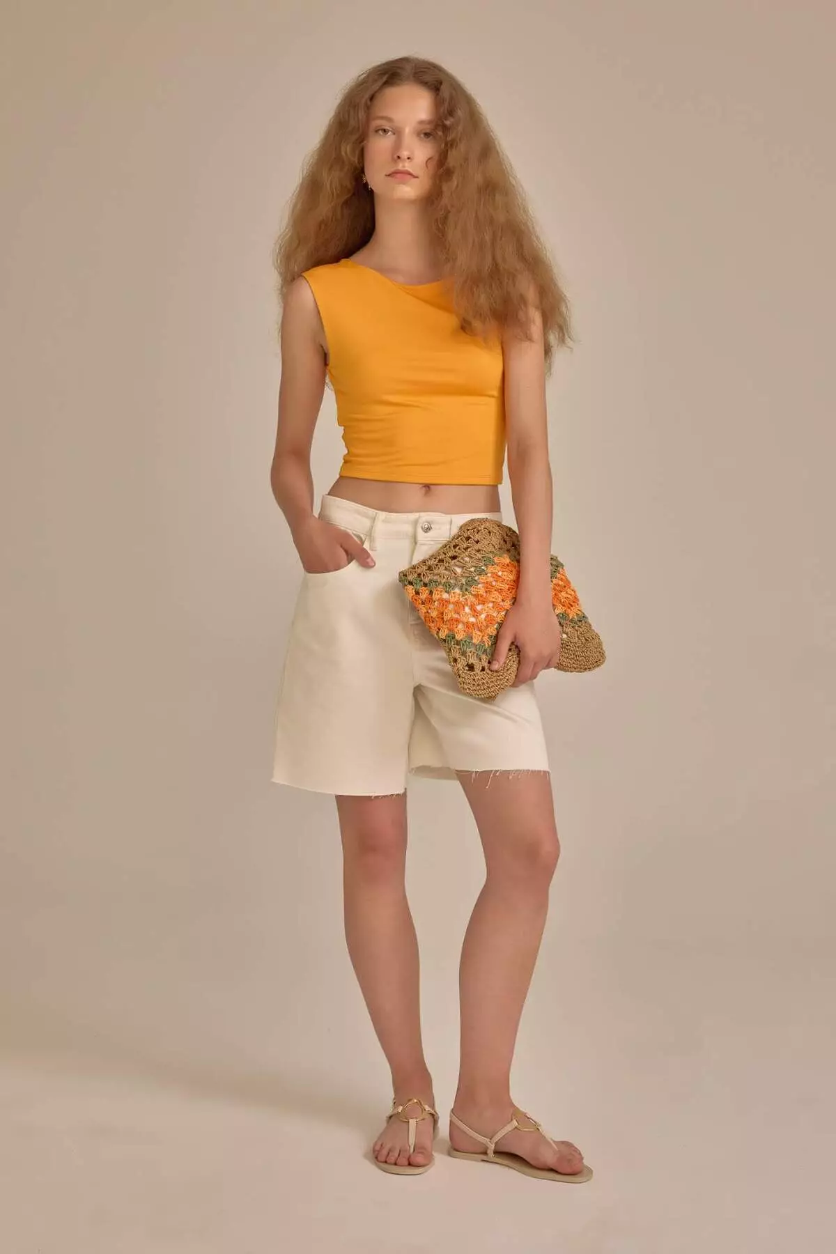 Fitted Sleeveless Basic Plain T-Shirt D3470Ax24Hs