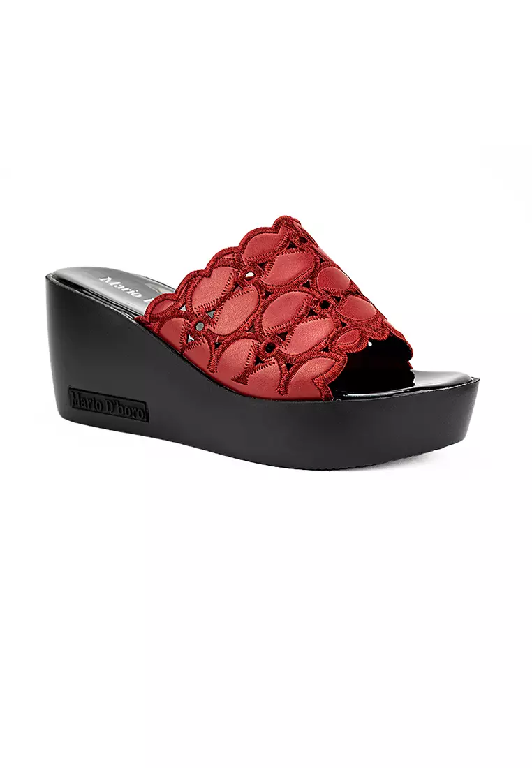 Discount on Mario D' boro Runway  shoes - SKU: Women's Wedge Sandals LW 23545 Maroon C26 C70