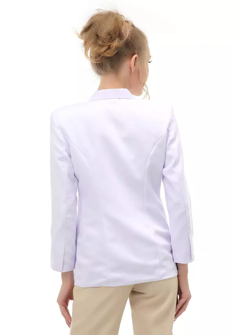 Qemsya Outer Blazer Kasual Formal Wanita Lengan Panjang Material Wool Twist ORIGINAL