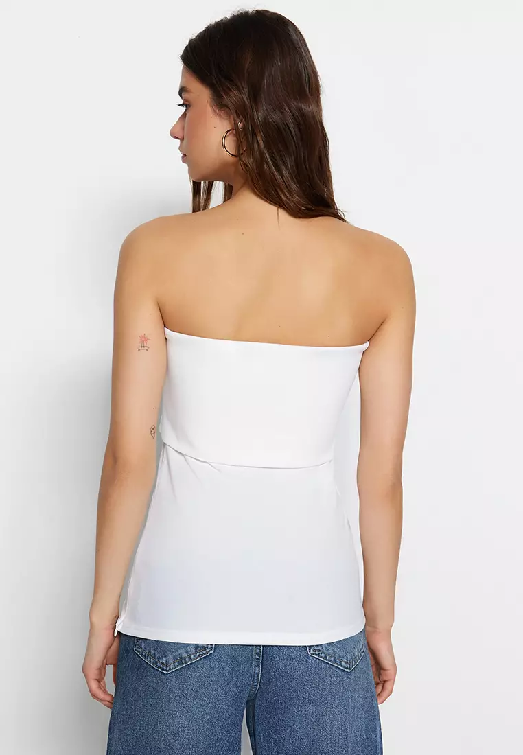 Side Zip Strapless Top
