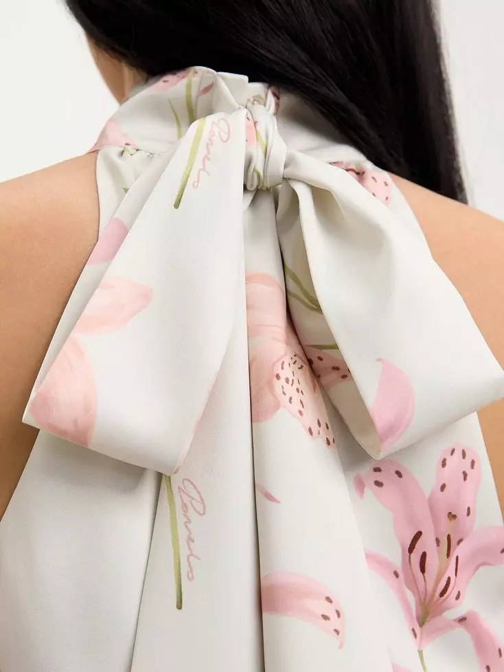 Pomelo - Maxi Dress Wanita - Floral Halter Tie Dress - Print