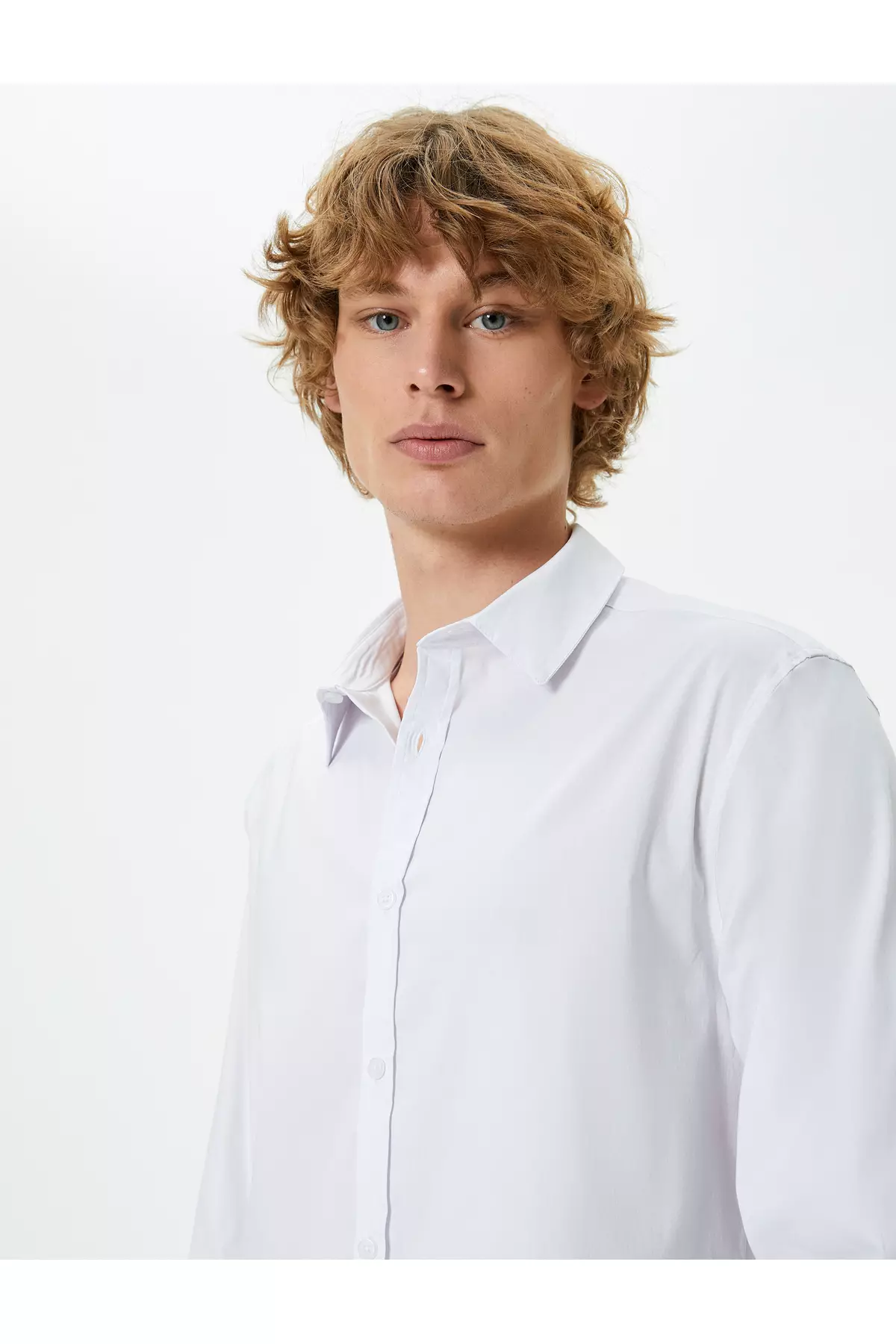 Long Sleeve Slim Fit Shirt Half Italian Collar Buttoned