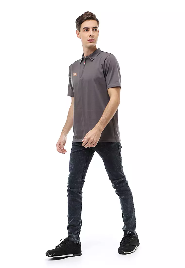 Jack Atasan Casual Pria T-Shirt Kaos Polo Resleting Short Sleeve Material Cotton ORIGINAL